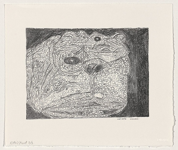 Artist: b'Ciccone, Valerio.' | Title: b'not titled II (reptitlian face)' | Date: 1991, October | Technique: b'lithograph, printed in black ink, from one stone'