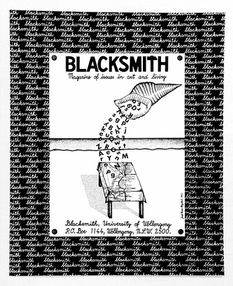 Artist: b'Stejskal, Josef Lada.' | Title: b'Blacksmith: Magazine of issues in art and living... University of Wollongong' | Date: 1982 | Technique: b'offset-lithograph, printed in black ink, from one plate'