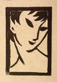 Artist: b'Bell, George..' | Title: b(Girl's head) [recto] (Girls face) [verso]. | Technique: b'linocut, printed in black ink, from one block'