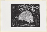 Artist: b'Gilbert, Kevin.' | Title: bMy father's studio | Date: 1965 | Technique: b'linocut, printed in black ink, from one block'