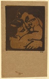Artist: b'Bell, George..' | Title: b'(Mother and child).' | Date: c. 1940 | Technique: b'linocut, printed in brown ink, from two blocks'