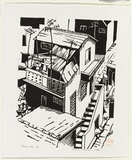 Artist: Thorpe, Lesbia. | Title: Chinese urban | Date: 1989 | Technique: linocut, printed in black ink, from one block