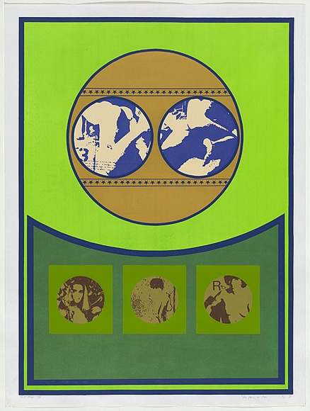 Artist: b'MEYER, Bill' | Title: bLes jambs en l'air, comme une femme lubrique | Date: 1970 | Technique: b'screenprint, printed in eight colours, from 7 hand-cut stencils and 1 photo-stencil' | Copyright: b'\xc2\xa9 Bill Meyer'