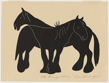 Artist: Thake, Eric. | Title: Greeting card: Christmas (The Wrong Horse) | Date: 1955 | Technique: linocut, printed in black ink, from one block