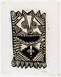 Artist: b'Kauage, Mathias.' | Title: b'Plang bilong pait [war shield]' | Date: 1969 | Technique: b'woodcut, printed in black ink, from one block' | Copyright: b'\xc2\xa9 approved by Elisabeth Kauage'