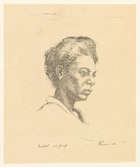Artist: b'EWINS, Rod' | Title: b'Model.' | Date: 1963 | Technique: b'lithograph, printed in black ink, from one stone'