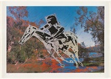 Artist: b'Nolan, Sidney.' | Title: b'not titled [Kelly at Euroa].' | Date: c.1980 | Technique: b'photo-offset-lithograph, printed in colour, from multiple stencils'