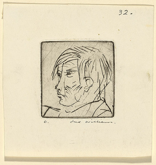Artist: WILLIAMS, Fred | Title: John Perceval | Date: 1958 | Technique: drypoint, printed in black ink, from one copper plate | Copyright: © Fred Williams Estate