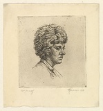 Artist: EWINS, Rod | Title: not titled [curly redheaded woman]. | Date: 1963 | Technique: etching, printed in black ink, from one copper plate