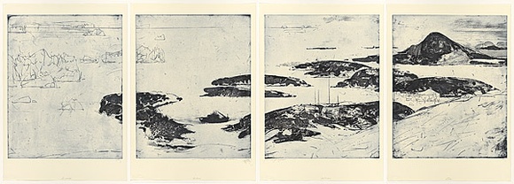 Artist: SCHMEISSER, Jorg | Title: Mawson Station. | Date: 2001 | Technique: etching, printed in blue ink, from four plates, on four sheets | Copyright: © Jörg Schmeisser