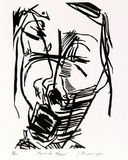 Artist: b'Burgess, Jeff.' | Title: b'Female head [1].' | Date: 1981 | Technique: b'linocut, printed in black ink, from one block'