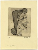 Artist: Brack, John. | Title: Head of a woman. | Date: 1954 | Technique: etching, drypoint and foul biting, printed with plate-tone, from one copper plate | Copyright: © Helen Brack
