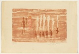 Artist: LEMPRIERE, Helen | Title: Kaltana receiving spirits | Date: c.1955 | Technique: lithograph, printed in colour, from multiple stones