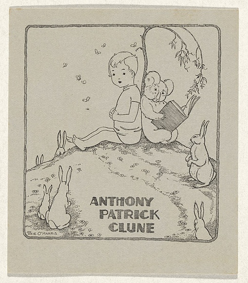 Artist: bO'Harris, Pixie | Title: b'Bookplate: Anthony Patrick Clune' | Date: (1930s) | Technique: b'lineblock'