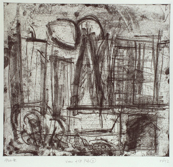 Artist: Furlonger, Joe. | Title: View of St. Pats 3 | Date: 1992 | Technique: softground etching and drypoint, printed in black ink, from one plate
