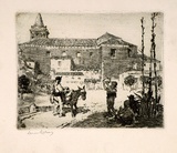 Artist: b'LINDSAY, Lionel' | Title: b'Convent of Los Capucins, Seville' | Date: 1908 | Technique: b'etching, printed in brown ink, from one plate' | Copyright: b'Courtesy of the National Library of Australia'