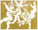 Artist: b'Stringer, John.' | Title: bInvitation card to artist's wedding (three putti). | Date: (1962) | Technique: b'linocut, printed in colour, from multiple blocks'