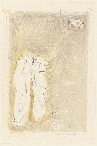 Artist: b'MACQUEEN, Mary' | Title: b'Work pants' | Date: 1979 | Technique: b'lithograph, printed in colour, from multiple plates' | Copyright: b'Courtesy Paulette Calhoun, for the estate of Mary Macqueen'