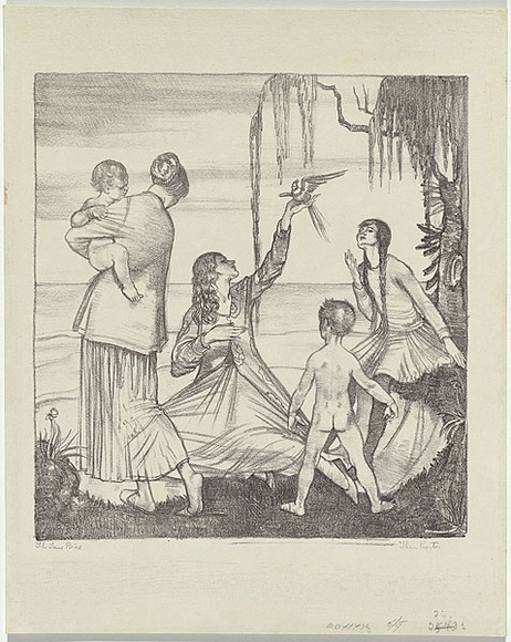 Artist: b'Proctor, Thea.' | Title: b'The tame bird' | Date: 1916 | Technique: b'lithograph, printed in black ink, from one stone' | Copyright: b'\xc2\xa9 Art Gallery of New South Wales'