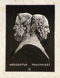 Artist: b'LINDSAY, Lionel' | Title: b'Herodotus, Thucydides' | Date: 1950 | Technique: b'wood-engraving, printed in black ink, from one block' | Copyright: b'Courtesy of the National Library of Australia'