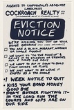 Artist: b'MACKINOLTY, Chips' | Title: b'Cockroach Realty Pty. Ltd. (incorporating Rip Off & Standover & Sons): Eviction notice.' | Date: c.1978 | Technique: b'screenprint, printed in black ink, from one stencil'