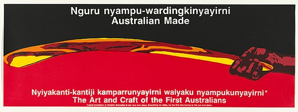 Artist: b'MACKINOLTY, Chips' | Title: b'The art and craft of the First Australians' | Date: c.1990 | Technique: b'screenprint, printed in colour, from seven stencils'