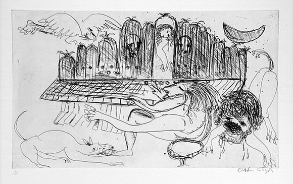 Artist: b'BOYD, Arthur' | Title: b'not titled.' | Date: 1994 | Technique: b'etching, printed in black ink with plate-tone, from one  plate'