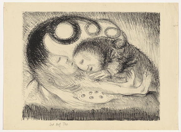 Artist: b'BOYD, Arthur' | Title: b'St Clare attending to St Francis.' | Date: (1965) | Technique: b'lithograph, printed in black ink, from one plate' | Copyright: b'Reproduced with permission of Bundanon Trust'