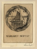 Artist: FEINT, Adrian | Title: Bookplate: Margaret Moffat. | Date: 1925 | Technique: etching, printed in brown ink with plate-tone, from one plate | Copyright: Courtesy the Estate of Adrian Feint