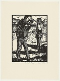 Artist: b'MacFarlane, Stewart.' | Title: b'Tourists in New Mexico' | Date: 1988 | Technique: b'linocut, printed in black ink, from one block'