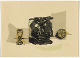Artist: SELLBACH, Udo | Title: (Glass, lemon and jug) | Date: 1953 | Technique: lithograph, printed in colour, from four stones [or plates]