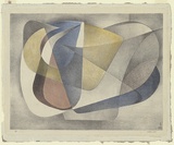 Artist: b'Hinder, Frank.' | Title: b'Abstract' | Date: 1949 | Technique: b'lithograph, printed in black ink, from one stone; hand-coloured'