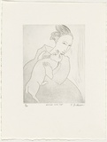 Artist: Dickerson, Robert. | Title: Geisha with cat. | Date: 1997 | Technique: etching and aquatint, printed in black ink, from one zinc plate