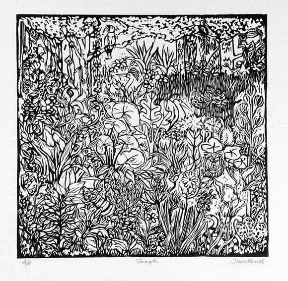 Artist: b'Allen, Joyce.' | Title: b'Jungle.' | Date: 1986 | Technique: b'linocut, printed in black ink, from one block'