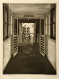 Artist: b'LINDSAY, Lionel' | Title: bDoctor McDonnell's operating theatre, Toowoomba | Date: c.1958 | Technique: b'aquatint and etching, printed in black ink, from one plate' | Copyright: b'Courtesy of the National Library of Australia'