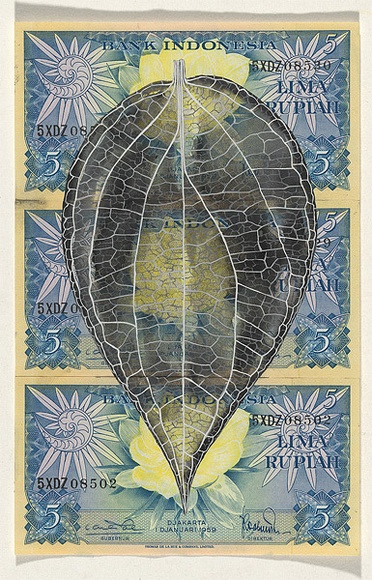 Artist: b'HALL, Fiona' | Title: b'Piper charya (Indonesian currency)' | Date: 2000 - 2002 | Technique: b'gouache' | Copyright: b'\xc2\xa9 Fiona Hall'