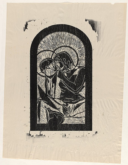 Artist: b'SIBLEY, Dan' | Title: b'not titled [the kiss].' | Date: 2003 | Technique: b'woodcut, in black ink, from one block'
