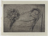 Artist: b'MACQUEEN, Mary' | Title: b'Death of the Rev. Malcolm Macqueen' | Date: 1964 | Technique: b'drypoint, printed in black ink with plate-tone, from one plate' | Copyright: b'Courtesy Paulette Calhoun, for the estate of Mary Macqueen'