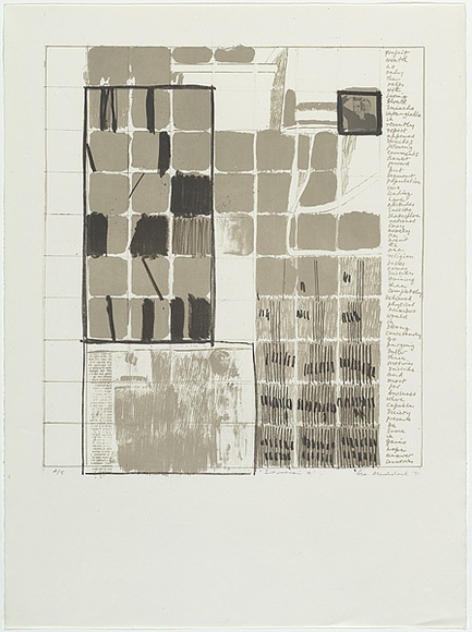 Artist: b'MADDOCK, Bea' | Title: b'Situation A' | Date: 1971 | Technique: b'lithograph, printed in black ink, from three zinc plates'