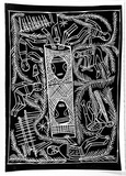 Artist: Djurritjini, Charlie. | Title: Hollow log coffin | Date: c.1992 | Technique: linocut, printed in black ink, from one block