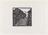 Artist: Groblicka, Lidia. | Title: Small town | Date: 1957 | Technique: woodcut, printed in black ink, from one block