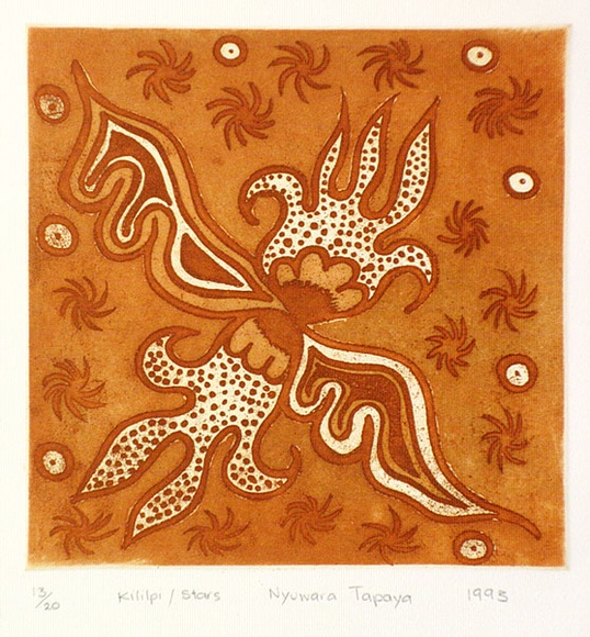 Artist: b'TAPAYA, Nyuwara' | Title: b'Kilipi, stars' | Date: 1993 | Technique: b'etching and aquatint, printed in colour, from one  plate'