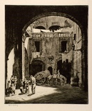 Artist: b'LINDSAY, Lionel' | Title: b'A Neopolitan courtyard' | Date: 1928 | Technique: b'drypoint, printed in brown ink, from one plate' | Copyright: b'Courtesy of the National Library of Australia'