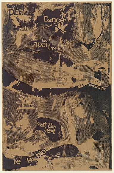 Artist: b'UNKNOWN (UNIVERSITY OF QUEENSLAND STUDENT WORKSHOP)' | Title: b'Dance, Sat. 8th Sept.' | Date: c.1980 | Technique: b'screenprint, printed in black ink, from one stencil'