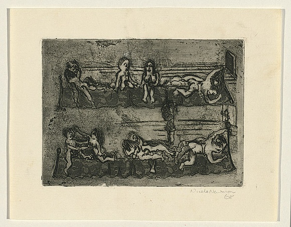 Title: b'not titled [six couples in six beds]' | Date: 1968 | Technique: b'softground-etching and drypoint, printed in black ink, from one plate'