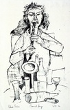 Artist: Grieve, Robert. | Title: Clarinet player | Date: 1958 | Technique: lithograph, printed in blue-black from one stone