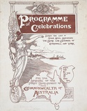Artist: LINDSAY, Norman | Title: Programme of celebrations: programme for the opening of the first parliament of the Commonwealth of Australia | Date: (1906) | Technique: lithograph