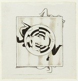 Artist: SELLBACH, Udo | Title: (Figure and target) | Date: 1960s | Technique: etching and aquatint printed in black ink, from one plate