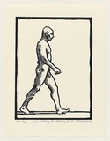 Artist: Jones, Robert. | Title: Man walking at ordinary speed | Date: 1999, 16 November | Technique: woodcut, printed in black ink, from 1 MDF block