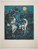 Artist: Haxton, Elaine | Title: Hunter | Date: 1968 | Technique: etching and open-bite etching, printed from one plate, intaglio and relief